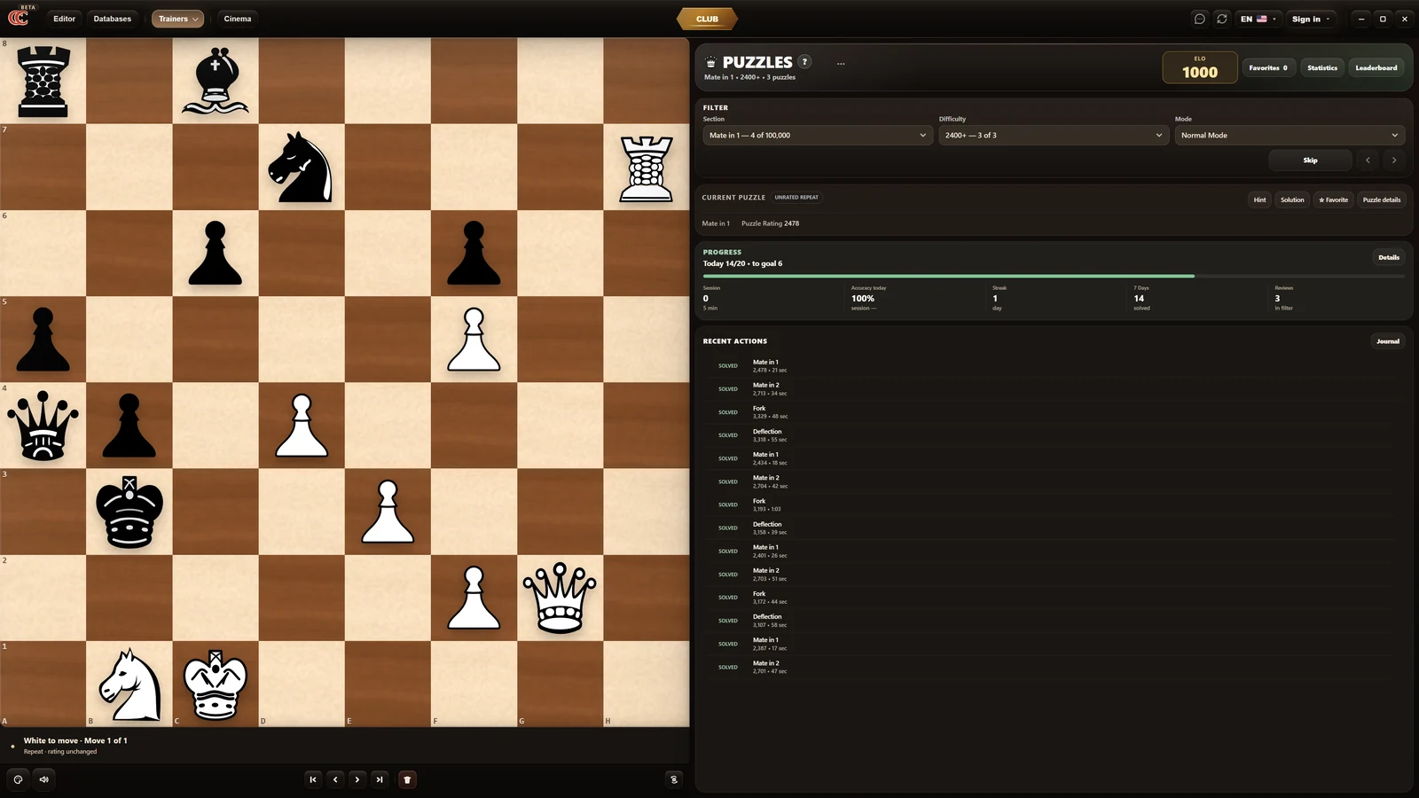 Chess Combine puzzles in English